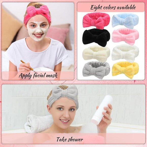 Facial Spa Headbands Flannel Bulk 24 Pcs Multicolor Sweet Style - Picture 5 of 6